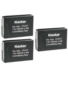Kastar 3-Pack LP-E17 Battery Replacement for Canon Rebel SL2, EOS Rebel T6i, EOS Rebel T6s, EOS Rebel T7i, EOS Rebel T8i, EOS M3, EOS M5, EOS M6, EOS M6 Mark II, EOS 77D, EOS 200D, EOS 250D Camera