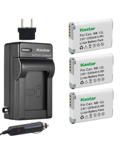 [Fully Decoded] Kastar Battery (3-Pack) and Charger Kit for NB-12L Work for PowerShot G1 X Mark II, PowerShot N100, VIXIA Mini X (LEGRIA Mini X) Digital Cameras