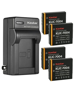 Kastar 4-Pack KLIC-7004 Battery and AC Wall Charger Replacement for Kodak PLAYSPORT, PLAYTOUCH, PlayFull Dual, Zi10, Zi12, Zx3, EasyShare M1033, M1093, M2008, V1073