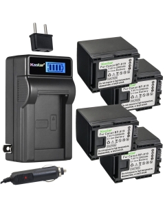 Kastar 4-Pack BP-819 Battery and LCD AC Charger Compatible with Canon VIXIA HF M40 HFM40, VIXIA HF M41 HFM41, VIXIA HF M46 HFM46, VIXIA HF M400 HFM400, VIXIA HF M406 HFM406, VIXIA HF S10 HFS10