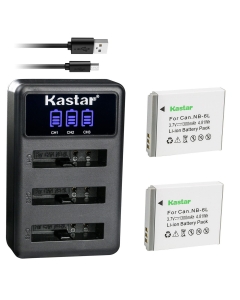Kastar 2 Pack Battery and LCD Triple USB Charger Compatible with Canon NB-6L NB6L, NB-6LH Battery, Canon CB-2LY Charger, Canon PowerShot SX700 HS, PowerShot SX710 HS, IXUS 85 is, IXUS 95 is Camera