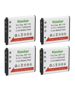 Kastar 4-Pack Battery Replacement for Casio NP-110 NP-160 Battery, Exilim EX-ZR20, Exilim EX-FC500S, Exilim EX-ZR50, EX-ZR55, Exilim EX-ZR60, Exilim EX-ZR65, Exilim EX-ZR70, Exilim EX-ZS220 Cameras