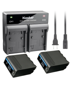 Kastar 2 Pack Battery and Rapid Dual Charger for NP-F990 PRO NP-F960 MVC-FD5 MVC-FD51 MVC-FD7 MVC-FD71 MVC-FD73 CCD-TRV27 CCD-TRV300 CCD-TRV26 HDR-FX7 HDR-FX7E EVO-250 DCR-VX2001