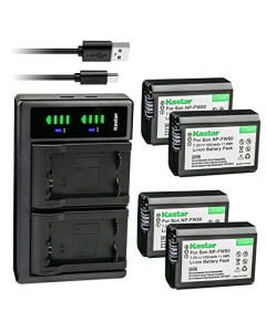 Kastar 4-Pack NP-FW50 Battery and LTD2 USB Charger Replacement for Pixii A1571 Camera, Pixii A2572 Camera, Hasselblad Lunar Mirrorless Digital Camera