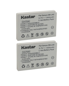 Kastar Battery 2-Pack Replacement for Sanyo DB-L40 DB-L40AU Battery, Sanyo Xacti DMX-HD1 Xacti DMX-HD1A Xacti DMX-HD1EX Xacti DMX-HD1AEX Xacti DMX-HD15 Xacti DMX-HD2 Xacti DMX-HD700 Camera