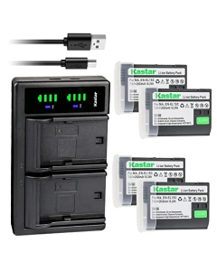Kastar 4-Pack EN-EL15c Battery and LTD2 USB Charger Replacement for Nikon D7000 D7100 D7200 D7500 1 V1 D500 D600 D610 D750 D780 D800 D800E D810 D810A D850 Z 5 Z5 Z 6 Z6 Z6 II Z 7 Z7 Z7 II Z Z7Q3 Z8