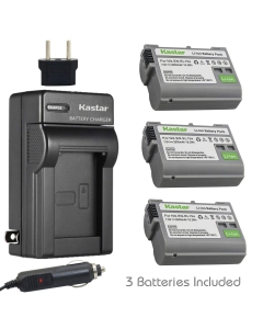 Kastar 3 Pack Battery and AC Charger with Car Adapter Compatible with Nikon EN-EL15 Nikon EN-EL15a Nikon EN-EL15e, Nikon MH-25 Nikon MH-25A, Nikon D7000 Nikon D7100 Nikon D7200 Nikon D7500 Camera