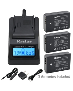 Kastar Ultra Fast Charger Kit and Battery (3-Pack) for Canon LP-E12 Work with Canon EOS M, EOS Rebel SL1, EOS 100D Cameras [Over 3X Faster Than a Normal Charger with Portable USB Charge Function]