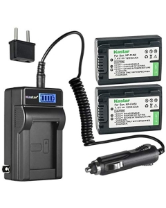 Kastar 2-Pack NP-FH50 Battery and LCD AC Charger Compatible with Sony DCR-HC7 DCR-HC8 DCR-HC85 DCR-HC94 DCR-HC96 DCR-SR10 DCR-SR11 DCR-SR12 DCR-SR100 DCR-SR190 DCR-SR200 DCR-SR210 DCR-SR220 Cameras