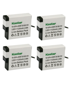 Kastar 4-Pack Battery Replacement for GoPro AABAT-001, Hero, HERO5 Hero 5, AHDBT-501, AHBBP-501, HERO6 Hero 6, AHDBT-601, AHBBP-601, HERO7 Hero 7, AHDBT-701, AHBBP-701 Battery