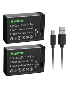 Kastar 2-Pack LP-E17H Pro Battery W/Type-C Cable Compatible with Canon EOS M6 Mark II, EOS 77D, EOS 200D, EOS 250D, EOS R8, R50 Mirrorless Camera, Saramonic VmicLink5 HiFi Wireless Microphone Systems