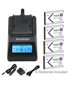 Kastar Fast Charger + Battery 4X Replacement for NP-BY1 EN-EL11 LI-60B DLI-78 DB-L70 DB-80 Action Cam Mini HDR-AZ1 Coolpix S550 S560 FE-370 Optio L50 M50 M60 V20 W60 W80 R50