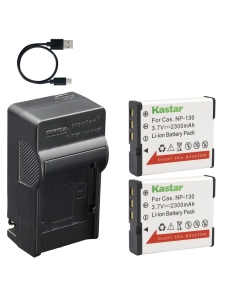 Kastar 2-Pack Battery and AC & USB-C Charger Compatible with Casio NP-130 NP-130A NP-130DBA BC-130L for Exilim EX-ZR100 EX-ZR300 EX-ZR1000 EX-ZR2000 EX-ZR5000 EX-10 EX-100