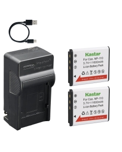 Kastar 2-Pack Battery and AC & USB-C Charger, Compatible with Casio NP-110 NP-160 and JVC BN-VG212, for Exilim EX-ZR10 ZR50 ZR70 Z2000 Z3000 and GZ-V500 VX700 VX815 Cameras