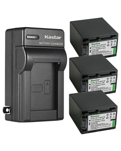 Kastar 3-Pack NP-FV100 Battery and AC Wall Charger Replacement for Sony NP-FV50, NP-FV70, NP-FV70A, NP-FV90, NP-FV100 Battery, BC-TRV, BC-VH1, AC-VQH10 Charger, Sony HDR-PJ650, HDR-PJ670 Camcorder