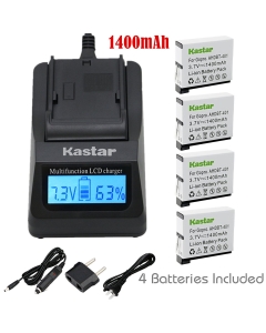 Kastar Ultra Fast Charger(3X Faster) Kit and Battery (4-Pack) for GoPro HERO4 and GoPro AHDBT-401, AHBBP-401 Sport Cameras [Over 3X Faster Than a Normal Charger with Portable USB Charge Function]
