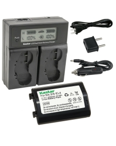 Kastar 1-Pack EN-EL4a Battery and AC LCD Dual Fast Charger Compatible with Nikon EN-EL4, EN-EL4a, EN-EL4e Battery, Nikon MH-21, MH-22 Charger, Nikon Grip MB-D10 D300 D300S D700 MB-40 (W/BL-3 Chamber)