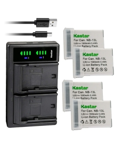 Kastar 4-Pack NB-13L Battery and LTD2 USB Charger Replacement for Canon PowerShot G7 X Mark III, PowerShot G9 X, PowerShot G9 X Mark II, PowerShot SX620 HS, PowerShot SX720 HS, PowerShot SX730 HS