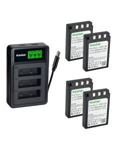 Kastar 4-Pack Battery with LZD3 USB Triple Charger Compatible with Olympus Li-10B Li-12B MJU 300 400 500 600 800 810 1000, Stylus 300 400 500 600 800 810 1000, Sanyo DB-L10 Camedia C50 C60 C70 Camera