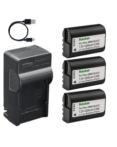 Kastar 3-Pack Battery and AC & USB-C Charger, Compatible with Panasonic DMW-BLK22 Battery, DMW-BTC15 Charger, and Lumix S5, S5 II, S5 IIX, GH5 II, GH6, G9 II Cameras (Not for G9)