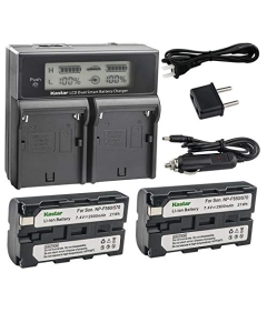 Kastar LCD Dual Fast Charger & 2 x Battery Replacement for Sony NP-F330 NP-F550 NP-F570, CCD-RV200 CCD-SC9 CCD-TR1 CCD-TR940 CCD-TR917 Camera, CN-126 CN-160 CN-216 CN-304 YN 300 VL600 LED Video Light