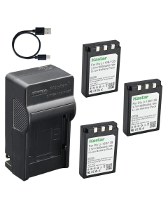Kastar 3-Pack Battery and AC USB-C Charger, Compatible with Olympus Li-10B, Li-12B, Sanyo DB-L10, Stylus 300 400 500 600 800 810 1000, Camedia C-50 C-60 C-70 C-760 C-770, X-1 X-2 X-3, FE-200 Cameras
