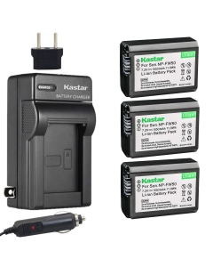 Kastar NP-FW50 Battery(3-Pack) and Charger for Sony BC-VW1 BC-TRW and Alpha 7 a7 a7R a3000 a5000 a6000 NEX-3 3N NEX-5 5N 5R 5T NEX-6 NEX-7 NEX-C3 NEX-F3 SLT-A33 A35 A37 A55V DSC-RX10 Camera
