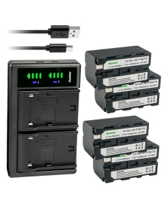 Kastar NP-F770 Battery 4-Pack and LTD2 USB Charger Compatible with HVR-V1 HVR-Z1 HVR-Z5 HVR-Z7 HVR-AU1 HXR-MC1500 HXR-MC2000 HXR-MC2500 HXR-NX100 HXR-NX3 HXR-NX5 HXR-NX5R MPK-DVF4 Camera