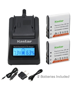 Kastar Charger and Battery 3-Pack for Cas NP-40, NP-40DBA, NP-40DCA Exilim EX-Z400, EX-FC100, EX-FC150, EX-FC160S, Pro EX-P505, EX-P600, EX-P700, Zoom EX-Z100, EX-Z1000, EX-Z1050, EX-Z1080, EX-Z1200