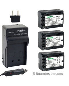 Kastar Battery (3-Pack) and Charger Kit for Panasonic VW-VBT190 and HC-V110 V130 V160 V180 HC-V201 V210 V250 HC-V380 HC-V510 V520 V550 HC-V710 V720 V750 V770 HC-VX870 HC-VX981 HC-W580 W850 HC-WXF991
