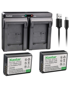 Kastar LPE10 2X Battery + USB Dual Charger for LP-E10, LC-E10 and EOS 1100D, EOS 1200D, EOS Rebel T3, EOS Rebel T5, EOS Kiss X50, EOS Kiss X70 DSLR Camera & LPE10 Grip