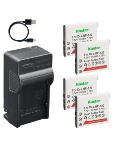Kastar 4-Pack CNP-120 Battery and AC & USB-C Charger, Compatible with Casio Exilim EX-S200 S300 Z31 Z680 Z690 Z770 Z780 Z790 Z880 Z890 Z900 Z910 ZS10 ZS12 ZS15 ZS20 ZS26 ZS27 ZS28 ZS30 ZS35