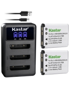 Kastar 2 Pack Battery and LCD Triple USB Charger Compatible with Olympus Stylus 820, Stylus 830, Stylus 840, Stylus 850SW, Stylus 1040, Stylus 1050SW, Stylus 1200, Stylus 5010, Stylus 5030