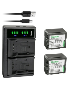 Kastar 2-Pack VW-VBG130 Battery and LTD2 USB Charger Replacement for Panasonic SDR-H40P, SDR-H41, SDR-H48GK, SDR-H50, SDR-H60, SDR-H60S, SDR-H60P, SDR-H68GK, SDR-H79, SDR-H79K, SDR-H79P, SDR-H80