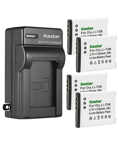 Kastar 4-Pack Battery and AC Wall Charger Replacement for Olympus Li-70B Battery, Li-70C Charger, Olympus D-700, D-705, D-710, D-715, D-745, FE-4020, FE-4040, FE-5040, VG-110, VG-120, VG-130 Cameras