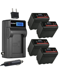 Kastar 4-Pack NP-F980EXP Battery and LCD AC Charger Compatible with DCR-TRV310 DCR-TRV315 DCR-TRV320 DCR-TRV410 DCR-TRV420 DCR-TRV49 DCR-TRV5 DCR-TRV510 DCR-TRV520 DCR-TRV525 DCR-TRV58 DCR-TRV620