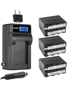Kastar 3-Pack NP-F970 Battery and LCD AC Charger Compatible with DCR-TRV310 DCR-TRV315 DCR-TRV320 DCR-TRV410 DCR-TRV420 DCR-TRV49 DCR-TRV5 DCR-TRV510 DCR-TRV520 DCR-TRV525 DCR-TRV58 DCR-TRV620