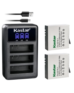 Kastar 2 Pack Battery and LCD Triple USB Charger Compatible with Xiaomi YI AZ16-1, Xiaomi YI AZ16-2 Battery, Xiaomi Yi 4K, Xiaomi Yi 4K+, Xiaomi Yi Lite, Xiaomi YI 360 VR Action Camera Models