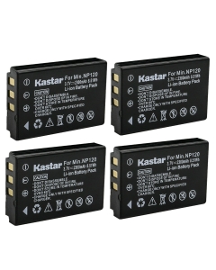 Kastar 4-Pack Q120 Rechargeable Lithium-ion Battery Replacement for MINOLTA MN35Z Camera, Zoom BT-03 BT-03B Battery, Zoom Q8 Q8N Recorder Camera, Bell & Howell B35HDZ Camera