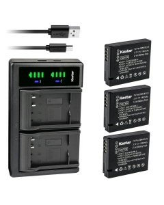 Kastar 3-Pack Battery and LTD2 USB Charger Replacement for Panasonic DMW-BCJ13 DMW-BCJ13E DMW-BCJ13PP Battery Panasonic DE-A81 DE-A81B, DE-A82 DE-A82B Charger Panasonic Lumix DMC-LX7GK, Lumix DMC-LX7K