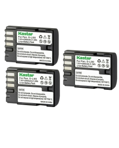 Kastar Battery 3-Pack Replacement for Pentax D-Li90, DLI90, DL190 Battery, Pentax D-BC90, K-BC90, 39830, 39835 Charger, Pentax 645D, 645Z, 645Z IR, K-01 K01, K-1, K-1 Limited Silver, K-3, K-5 Camera