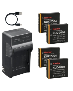 Kastar 4-Pack Battery and AC & USB-C Charger, Compatible with KLIC-7004 Camera, for EasyShare M1033 M1093 M2008 V1073 V1233 V1253 V1273 PlaySport PlayTouch PlayFull Dual Zi8 Zi10 Zi12 Zx3 Cameras