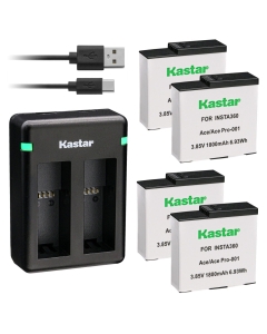 Kastar 4-Pack Battery and Dual USB Charger Compatible with Insta360 Ace Pro Battery and Insta360 Ace Pro Action Camera