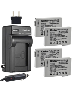 Kastar BP-208 Battery (4-Pack) and Charger Kit for Canon DC10/19 DC20 DC21 DC22 DC40 DC50 DC51 DC95 DC100 DC200/201/210/211 DC220/230 Elura 100 FVM300 IXY DVS1 MVX1Si/430/450/460 Optura S1 VIXIA HR10