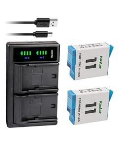 Kastar 2-Pack Battery and LTD2 USB Charger Compatible with GoPro HERO11 Hero 11 Black Action, GoPro HERO10 Edition, GoPro HERO9 Edition Action Camera, GoPro ADDBD-211 ADBAT-001 ADDBD-001 Battery