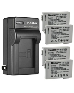 Kastar 4-Pack Battery and AC Wall Charger Replacement for Canon DC201, DC210, DC211, DC220, DC230, iViS DC22, iViS DC50, iViS DC200, Elura 100, FVM300, IXY DVS1, MVX1Si, MVX430, MVX450, MVX460 Cameras