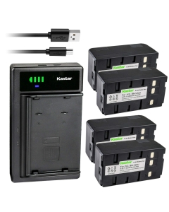 Kastar 4-Pack Battery and Smart USB Charger Replacement for Panasonic VW-VBR1E VW-VBR2E VW-VBS1 VW-VBS1E VW-VBS2 VW-VBS2E VZ-LDS15 XM-D1BK LC-1 NV-3CCD1 NV-61 NV-63 NV-A1/E NV-A3/E NV-ALEN