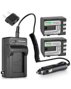 Kastar Battery (X2) & Travel Charger Kit for Canon BP-2L12 BP-2L14 BP-2L15 BP-2L24H BP-2L5 NB-2L12 NB-2L14 and DC310 DC330 Elura 60 Vixia HG10 Vixia HV20 Vixia HV30 ZR100 ZR200 ZR300 ZR500 ZR600 ZR800