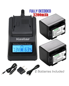 Kastar Fast Charger + Battery (2-Pack) Replacement for BP-727 and VIXIA HF M50, HF M52, HF M500, HF R30, HF R32, HF R40, HF R42, HF R50, HF R52, HF R60, HF R62, HF R300, HF R400, HF R500, HF R600
