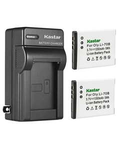 Kastar 2-Pack Battery and AC Wall Charger Replacement for Olympus Li-70B Battery, Li-70C Charger, Olympus D-700, D-705, D-710, D-715, D-745, FE-4020, FE-4040, FE-5040, VG-110, VG-120, VG-130 Cameras